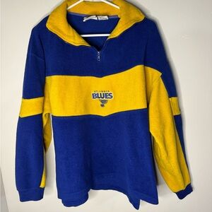 Men's Zip Up Sweater - Blue and Yellow VINTAGE